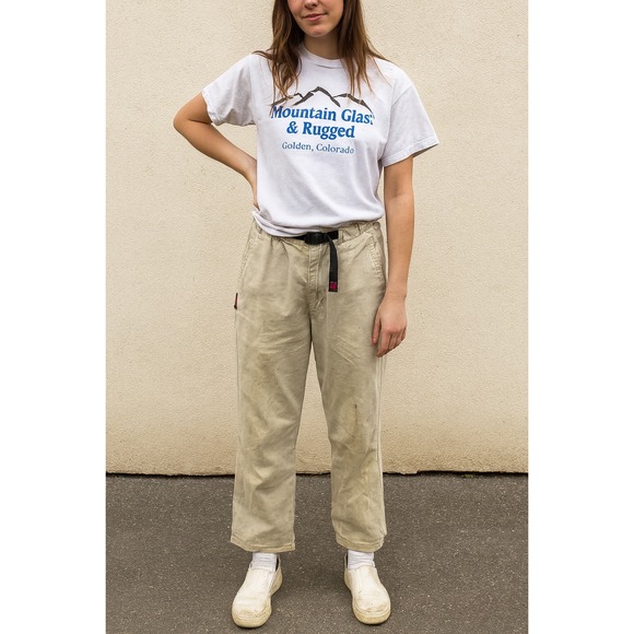 Vintage Gramicci Pants Womens Medium Tan Cotton Blend Elastic Waist Hiking - Picture 1 of 14